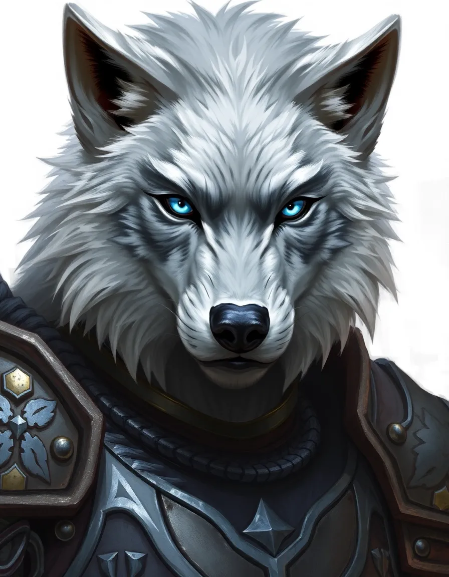 Anthropomorphic wolf warrior in medieval armor