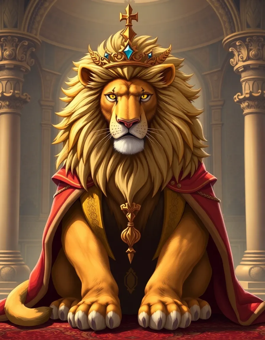 Noble anthro lion with royal crown